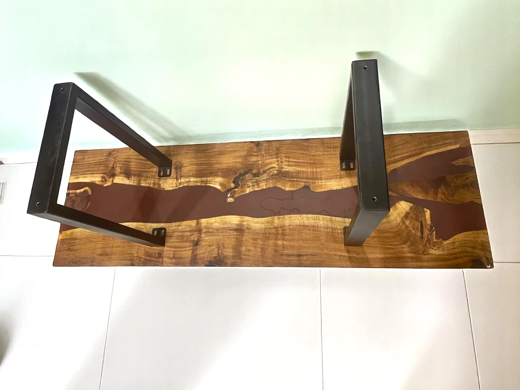 Red Epoxy Wood Table for Dining & Kitchen Interior 